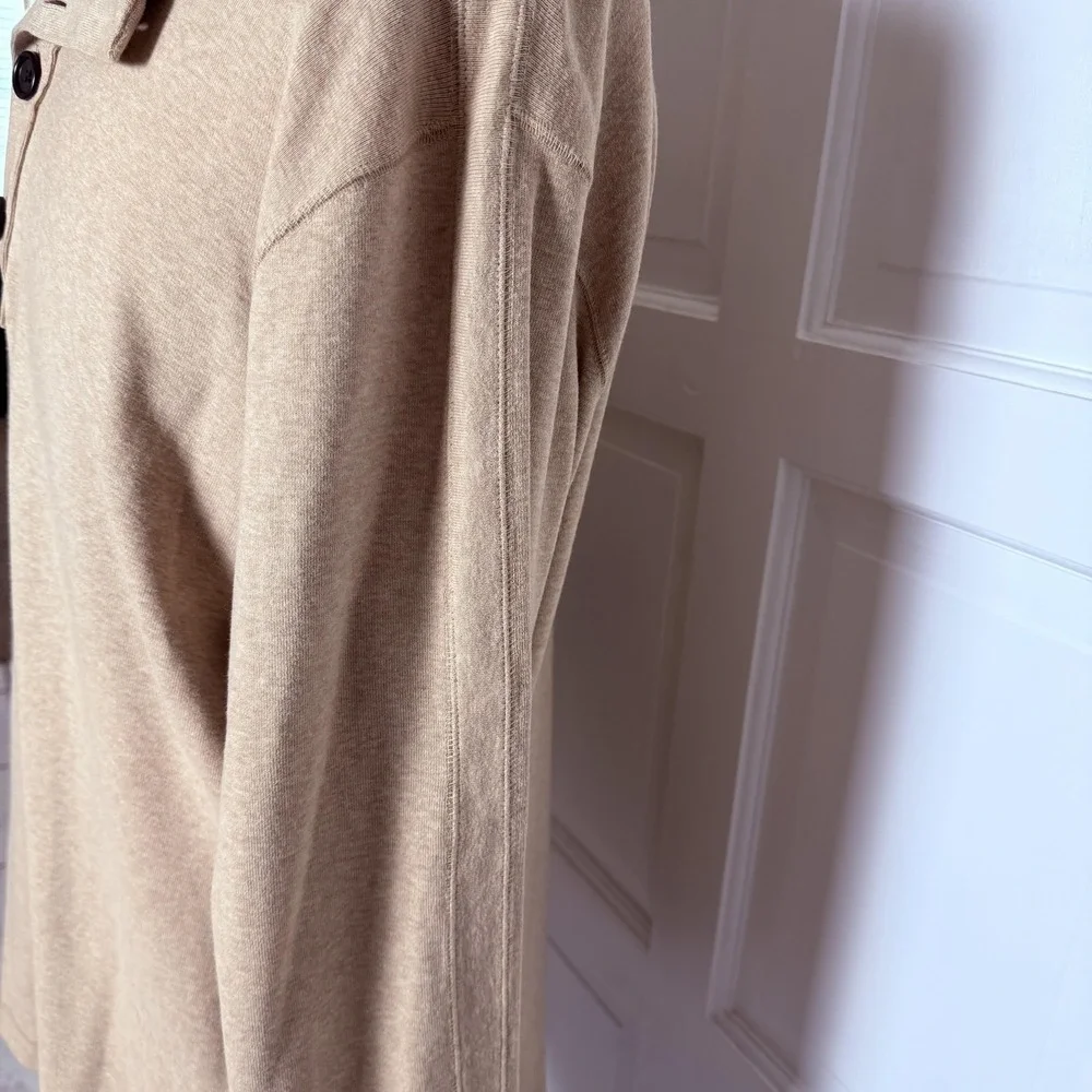 Banana Republic Sweater Mens XL Beige Button Mock Neck Henley‎ Pullover Cotton